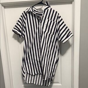 a new day White and Black Vertical Stripe Button-Down Shirt